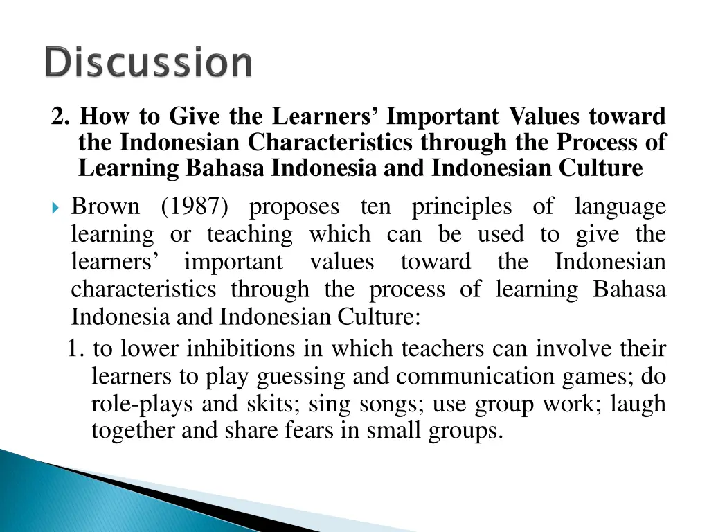 2 how to give the learners important values