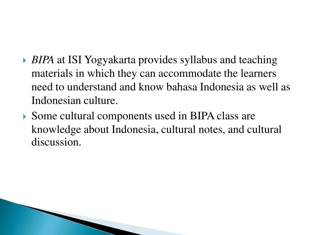 bipa at isi yogyakarta provides syllabus