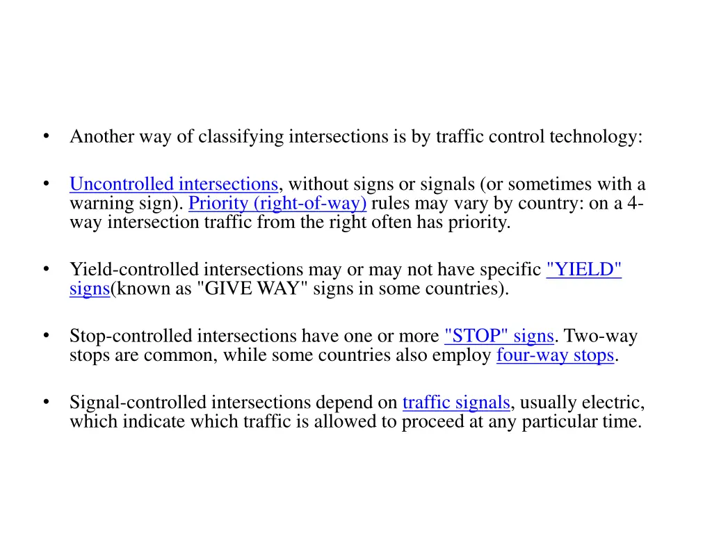 another way of classifying intersections