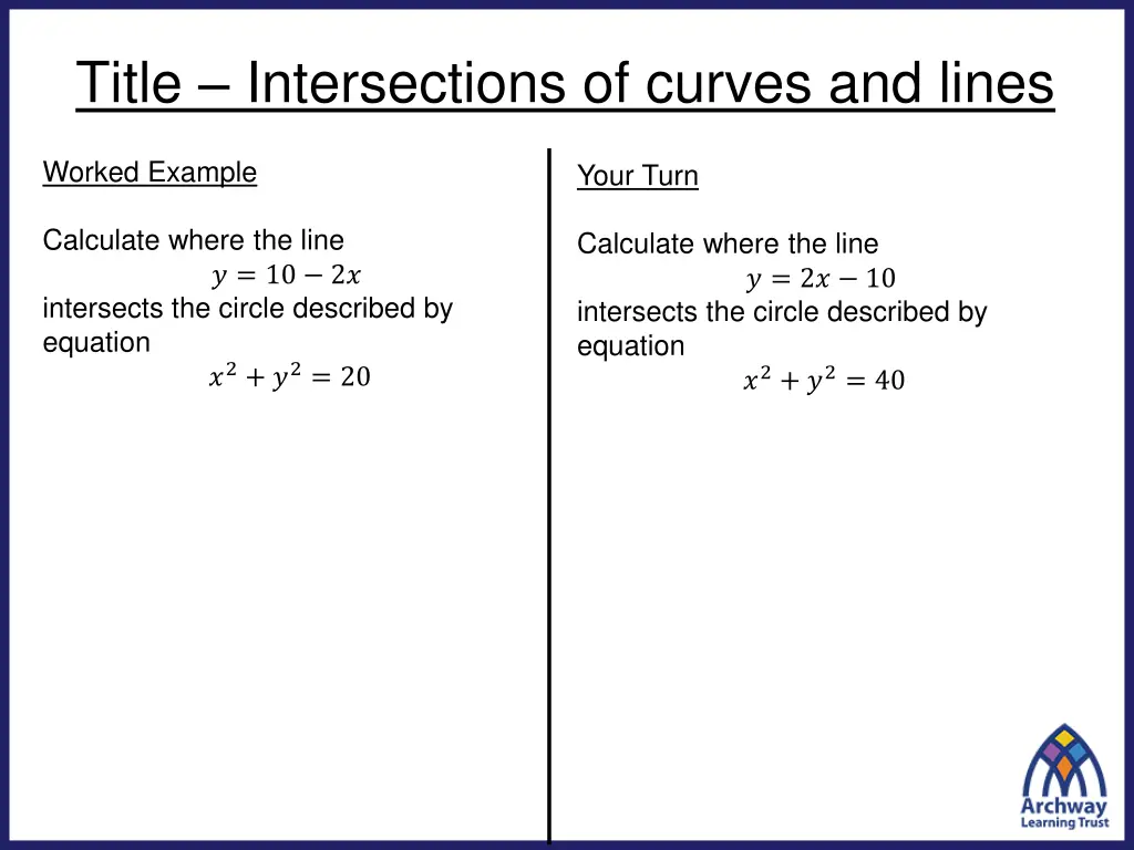 title intersections of curves and lines