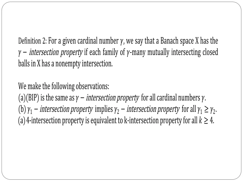definition 2 for a given cardinal number