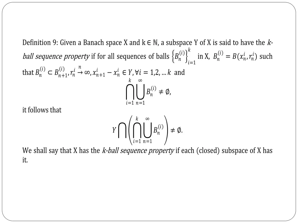 definition 9 given a banach space