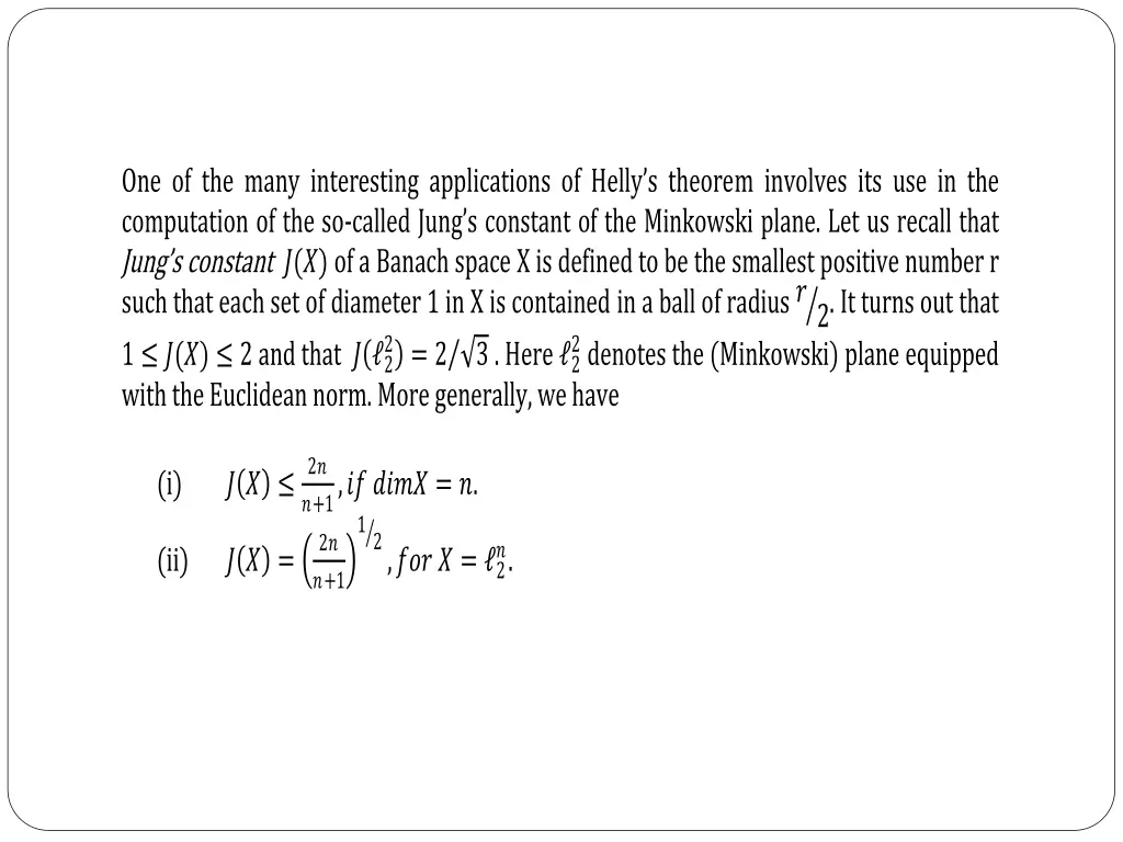 one of the many interesting applications of helly