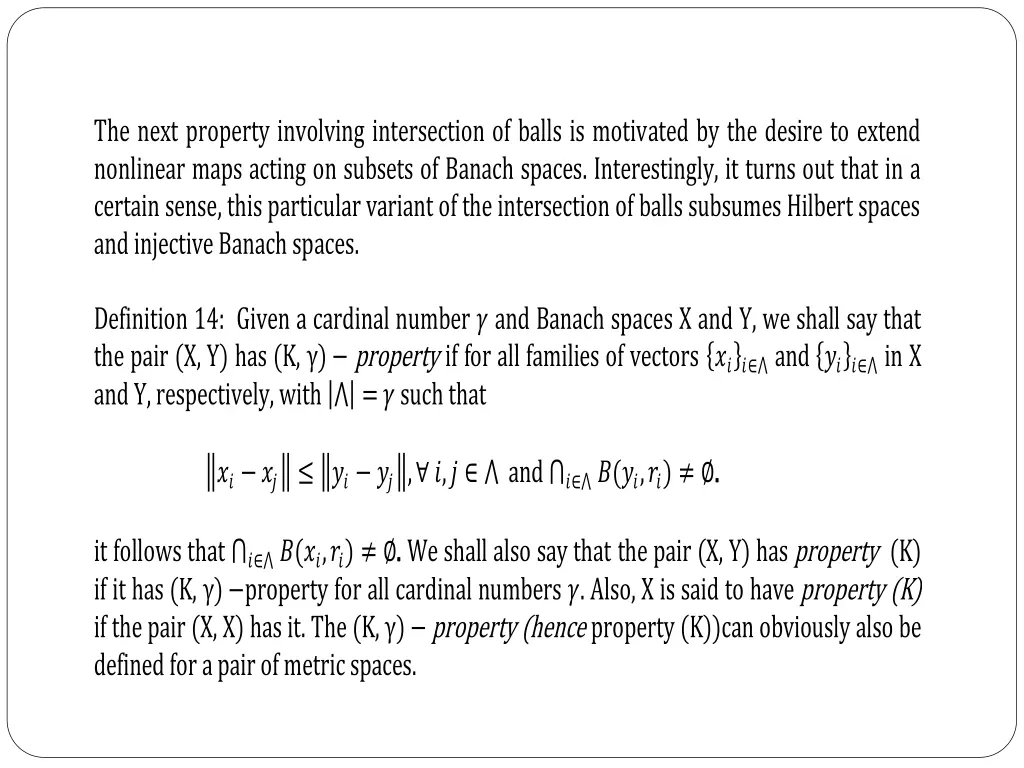 the next property involving intersection of balls