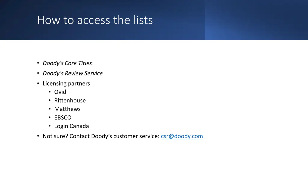 how to access the lists