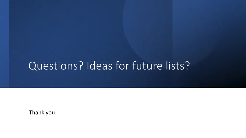 questions ideas for future lists