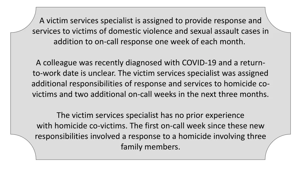 a victim services specialist is assigned