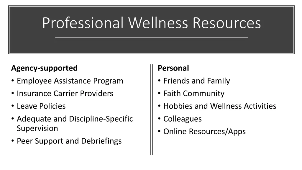 professional wellness resources