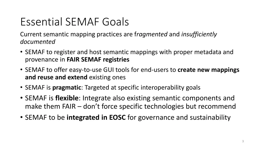 essential semaf goals current semantic mapping