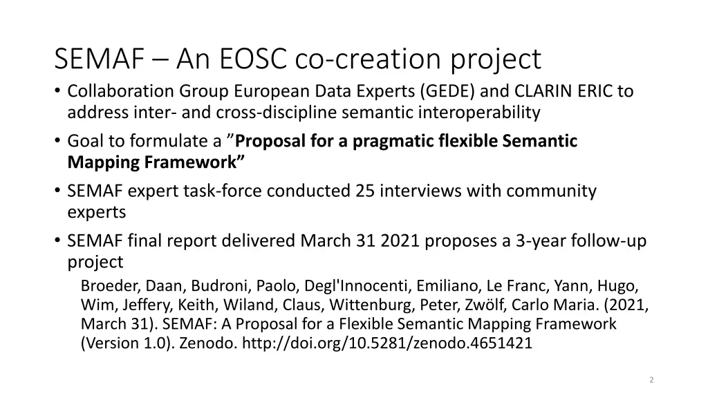 semaf an eosc co creation project collaboration
