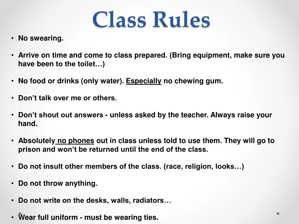 class rules