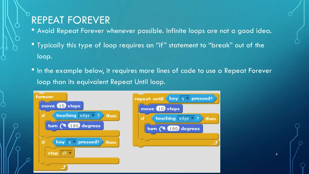 repeat forever avoid repeat forever whenever