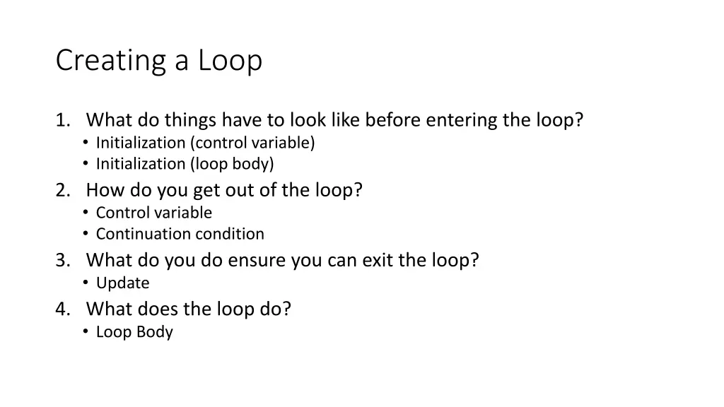 creating a loop