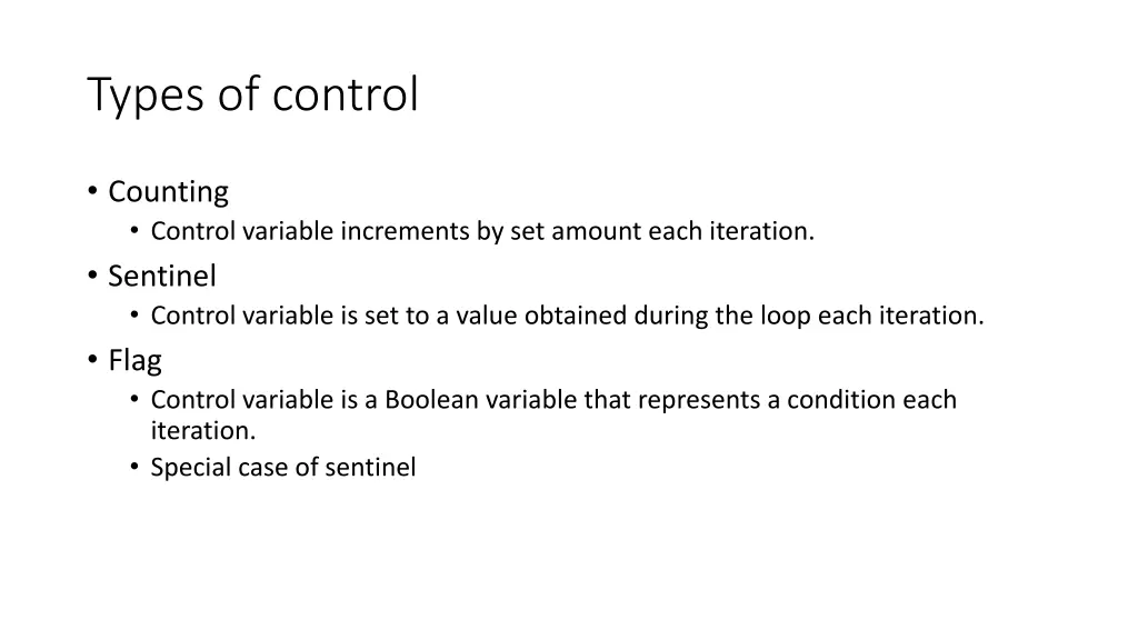 types of control