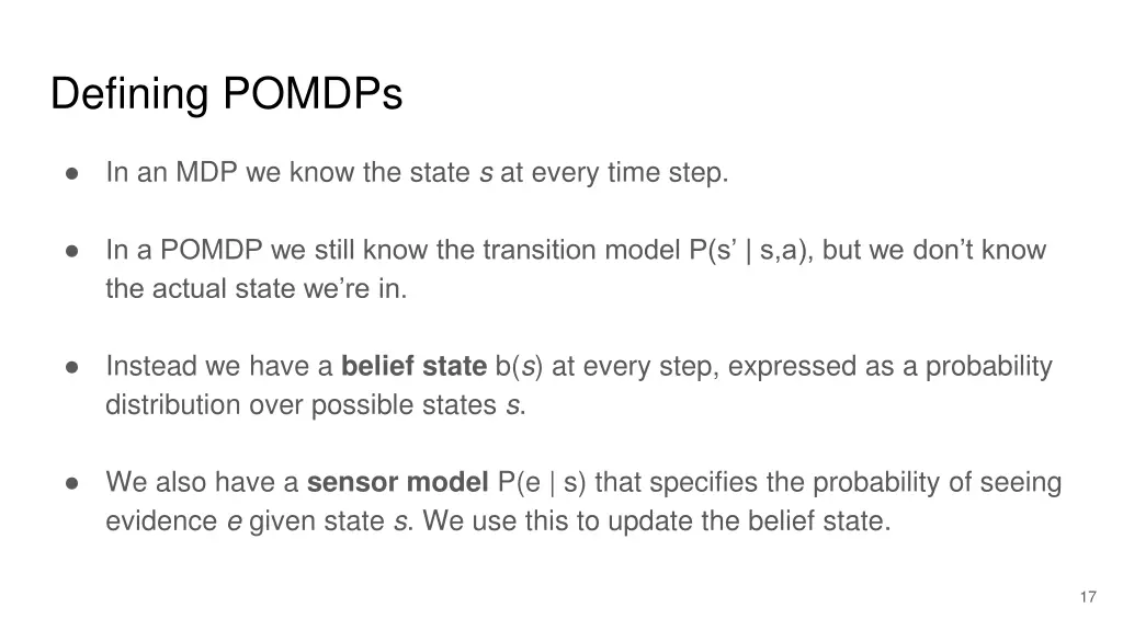 defining pomdps