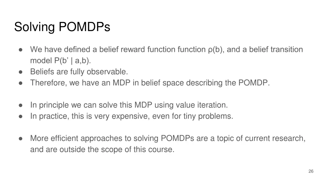 solving pomdps