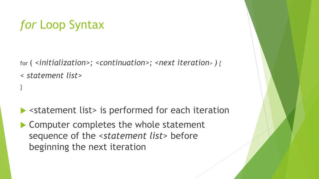for loop syntax 1