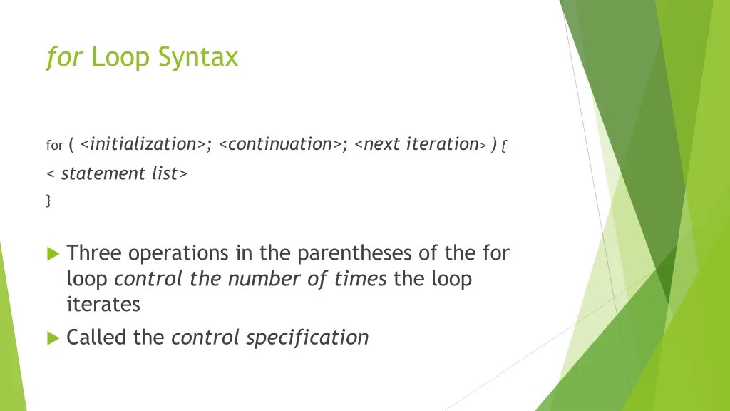 for loop syntax 2