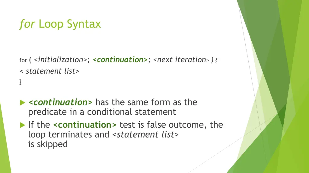 for loop syntax 5