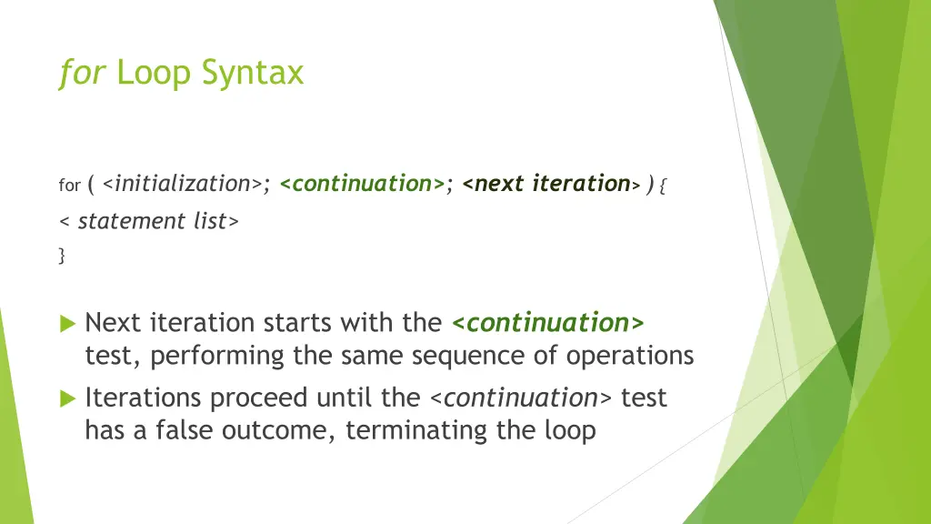 for loop syntax 7