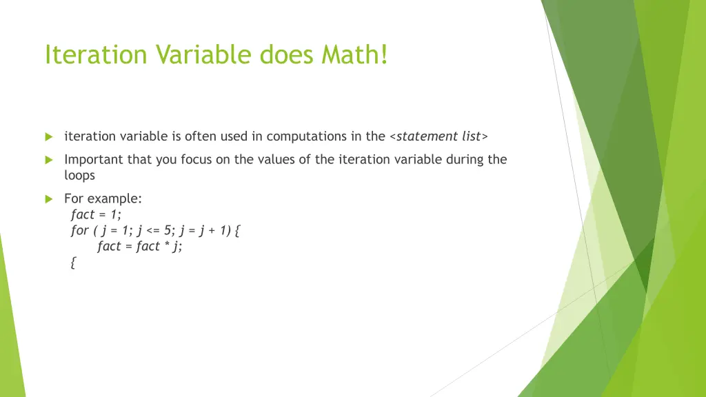 iteration variable does math