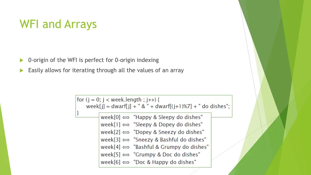 wfi and arrays