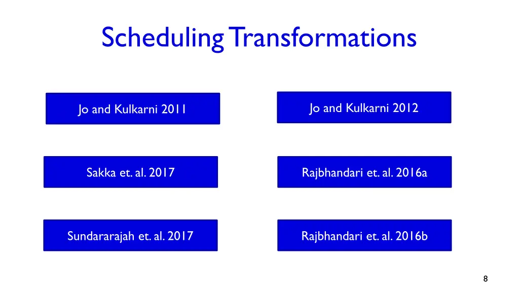 scheduling transformations