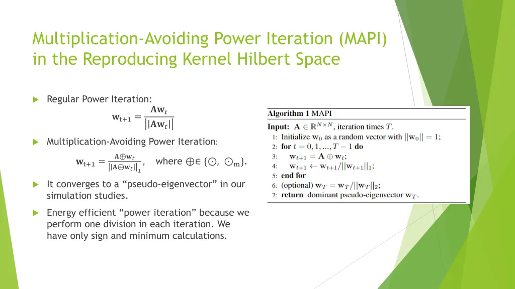 multiplication avoiding power iteration mapi