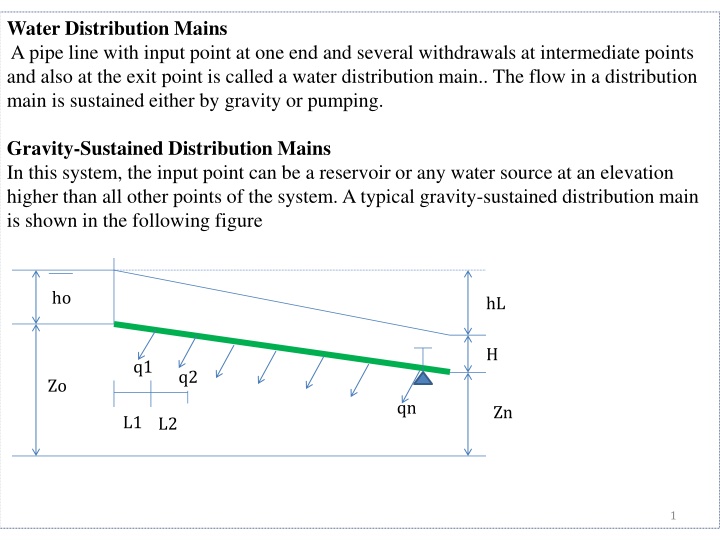 water distribution mains a pipe line with input