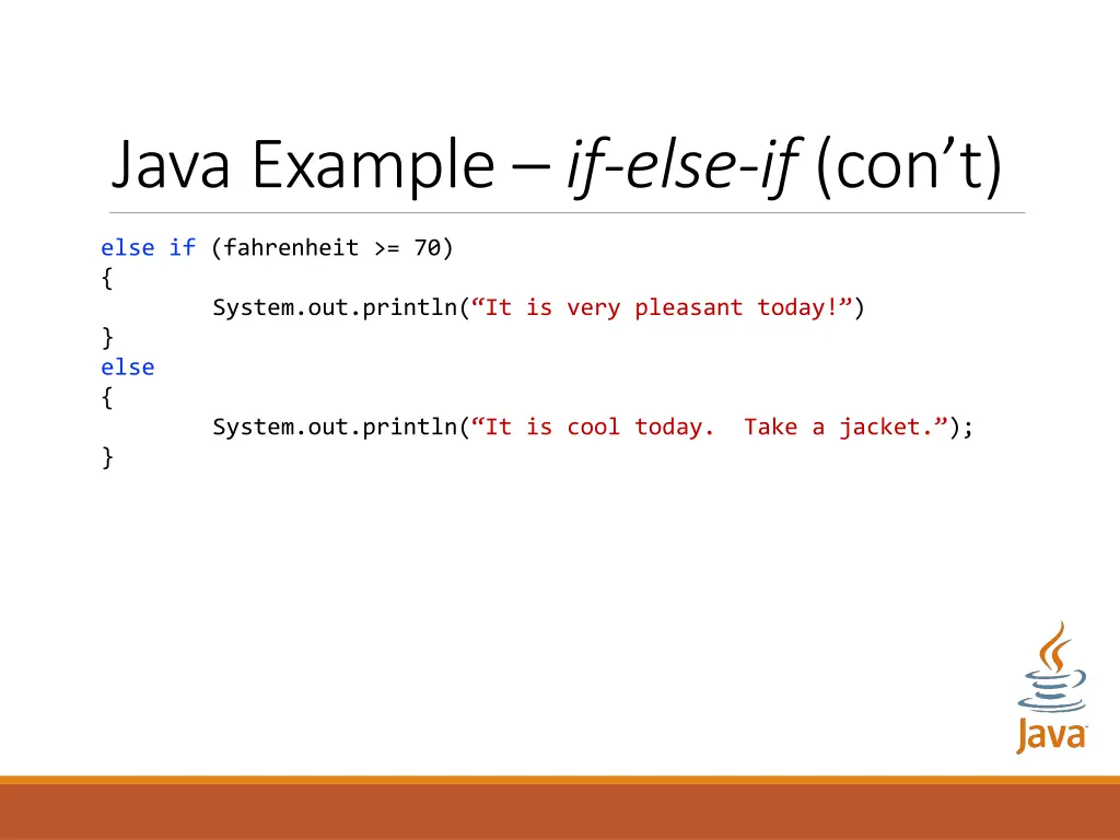 java example if else if con t
