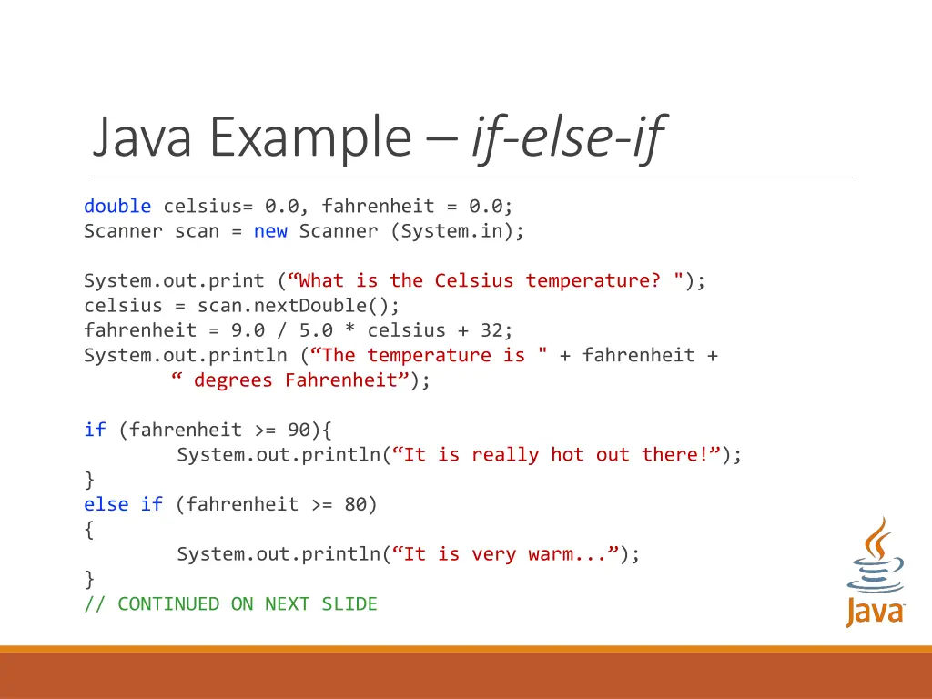 java example if else if