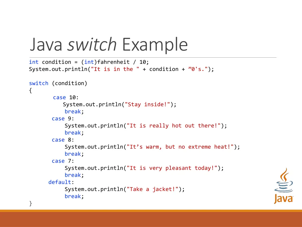 java switch example