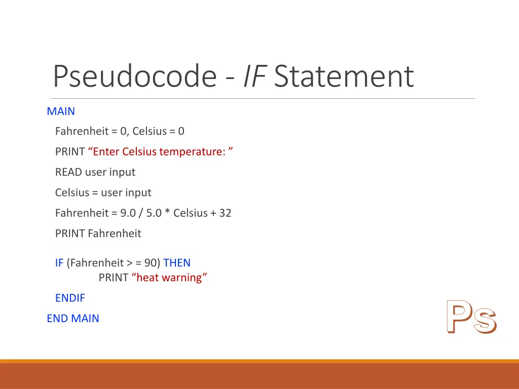 pseudocode if statement
