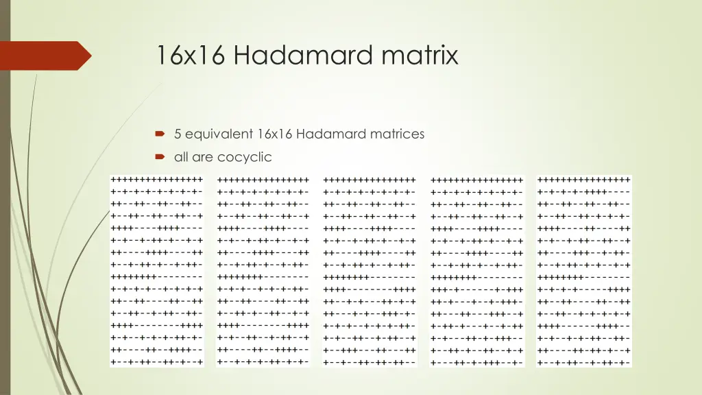 16x16 hadamard matrix