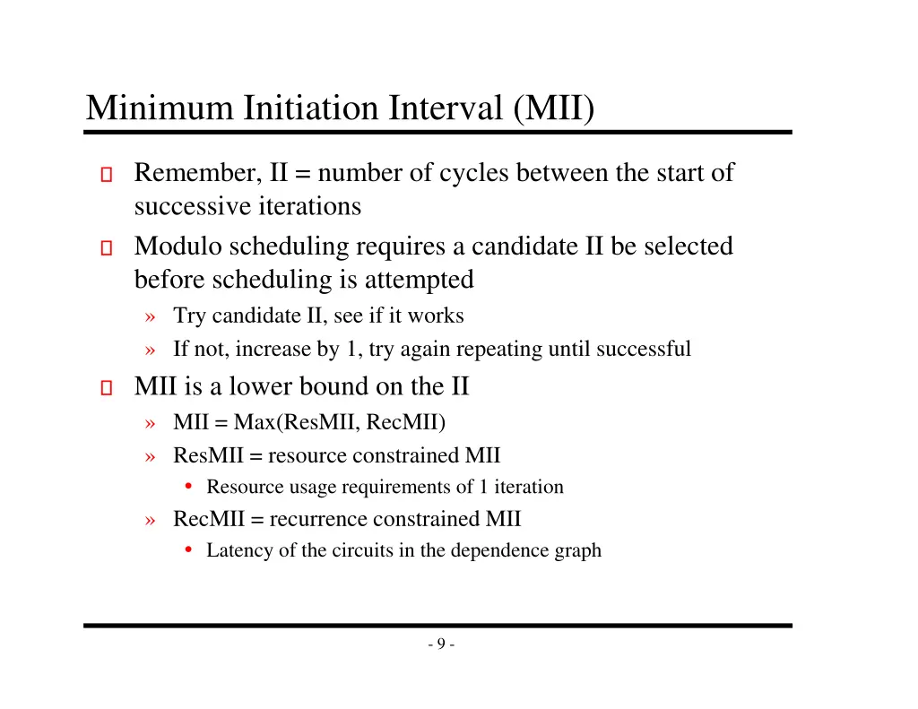 minimum initiation interval mii