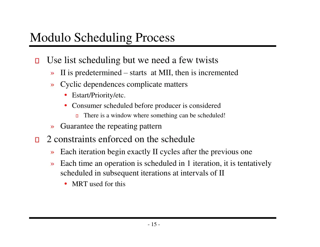 modulo scheduling process