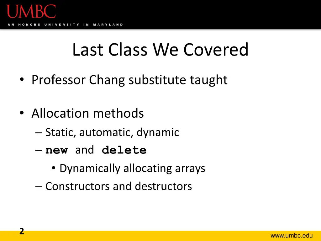 last class we covered