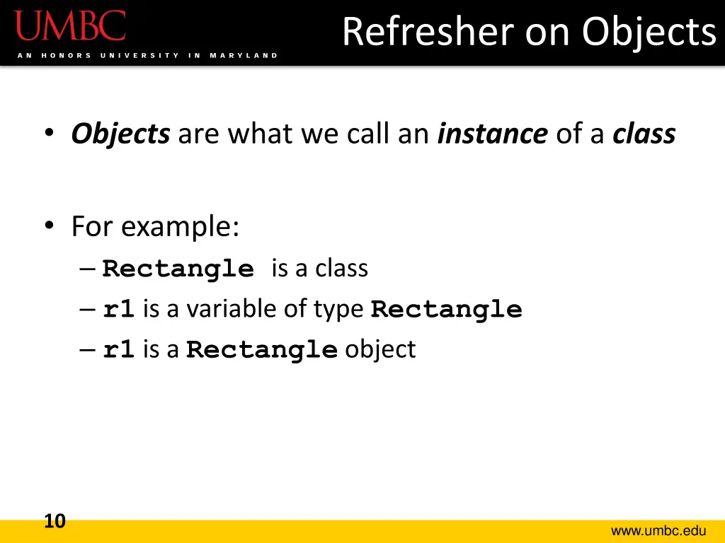refresher on objects