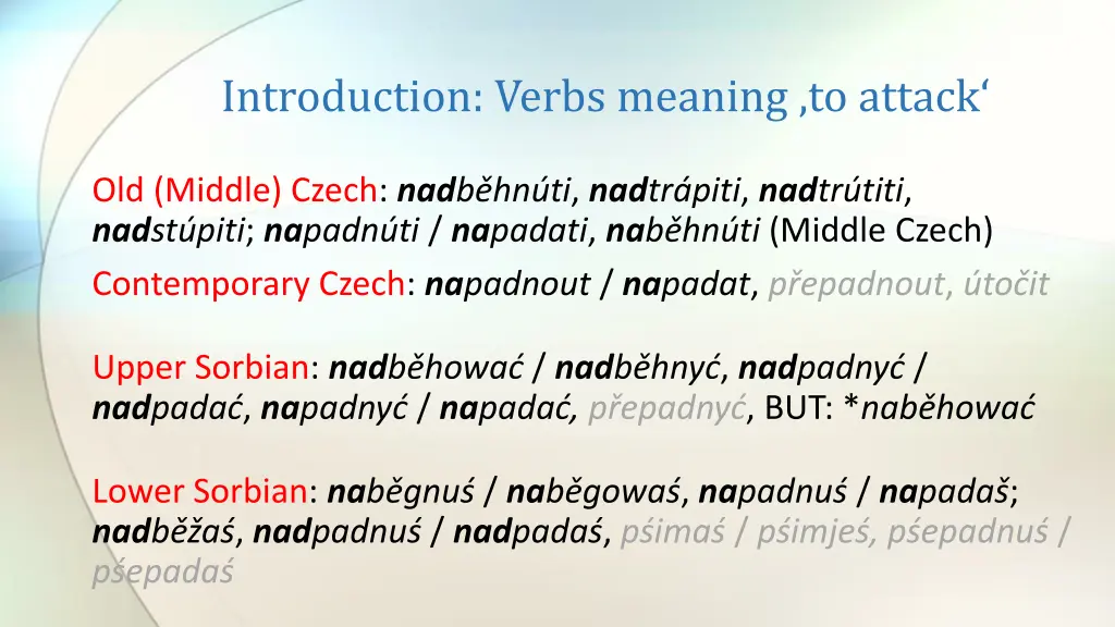 introduction verbs meaning to attack
