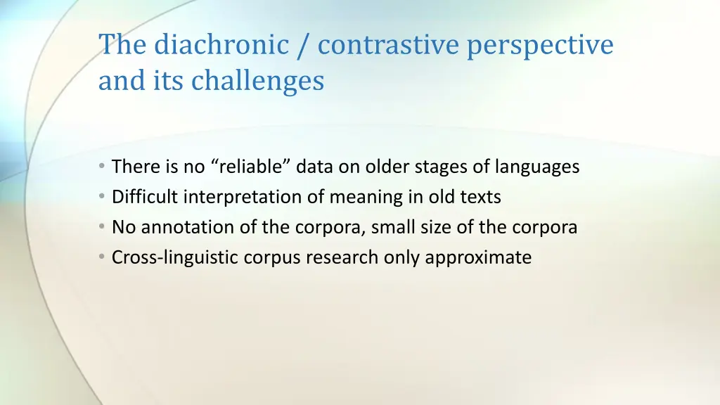 the diachronic contrastive perspective