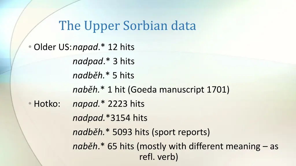the upper sorbian data