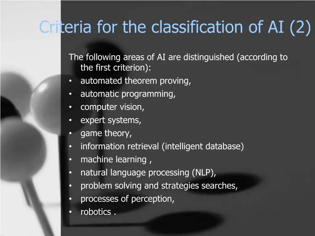 criteria for the classification of ai 2
