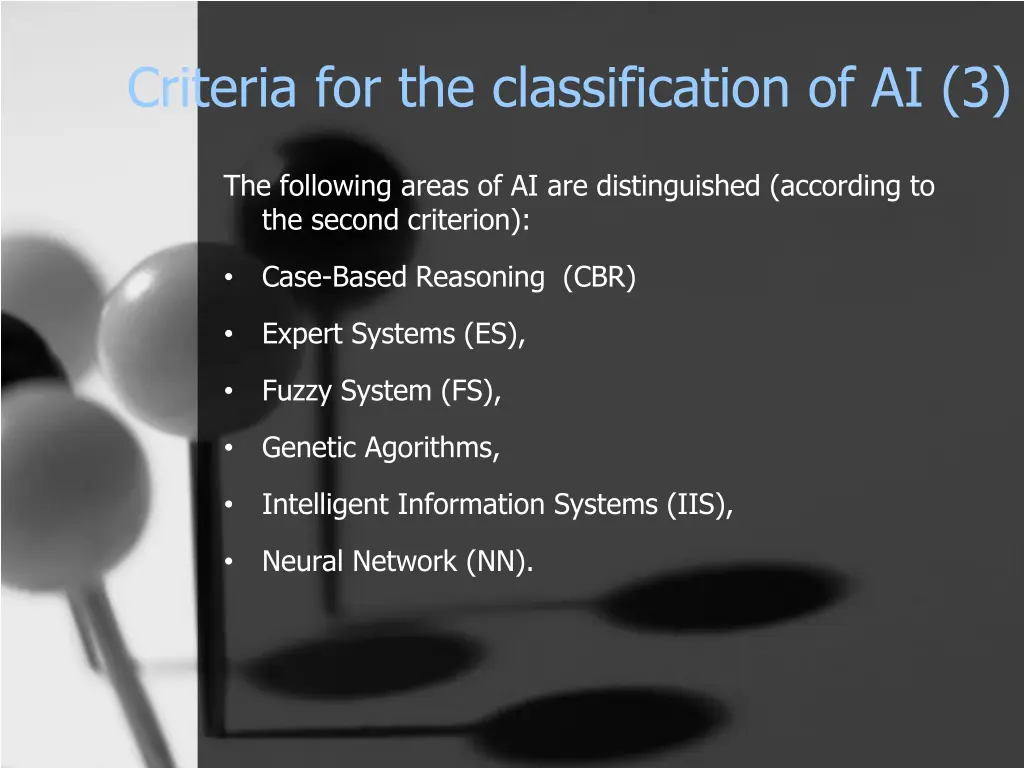 criteria for the classification of ai 3