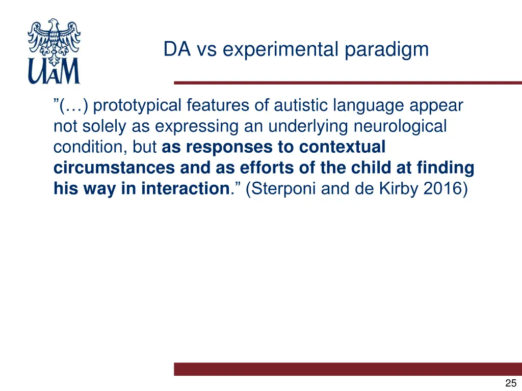 da vs experimental paradigm