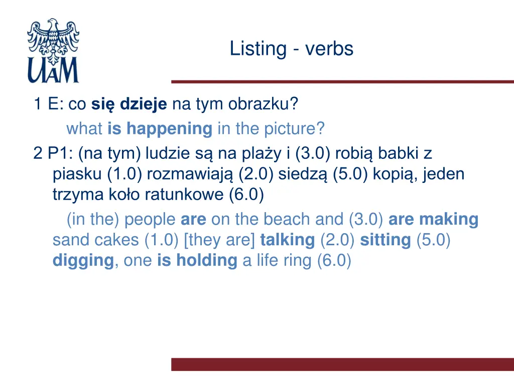 listing verbs