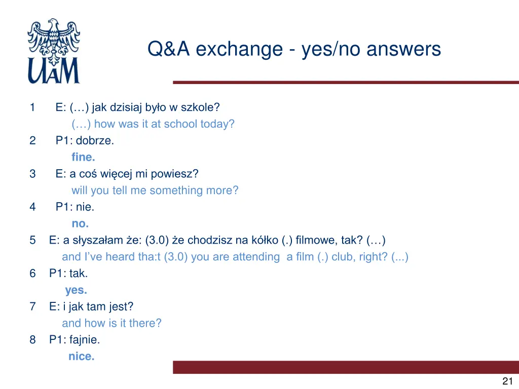 q a exchange yes no answers