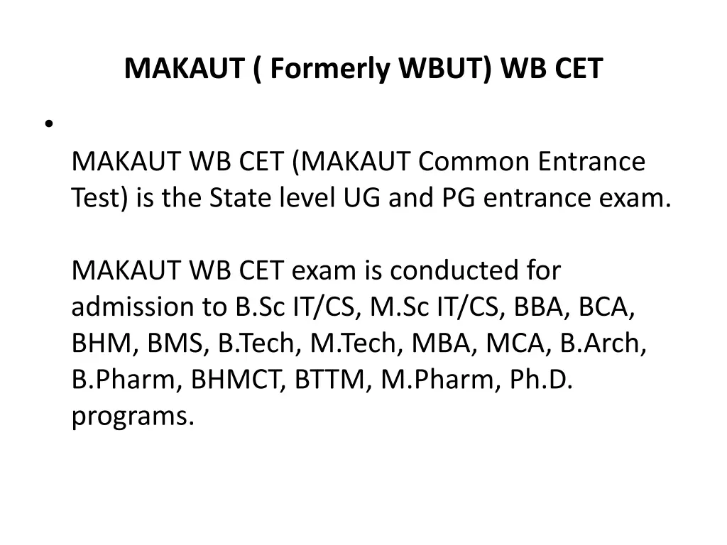 makaut formerly wbut wb cet