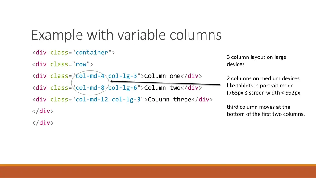 example with variable columns