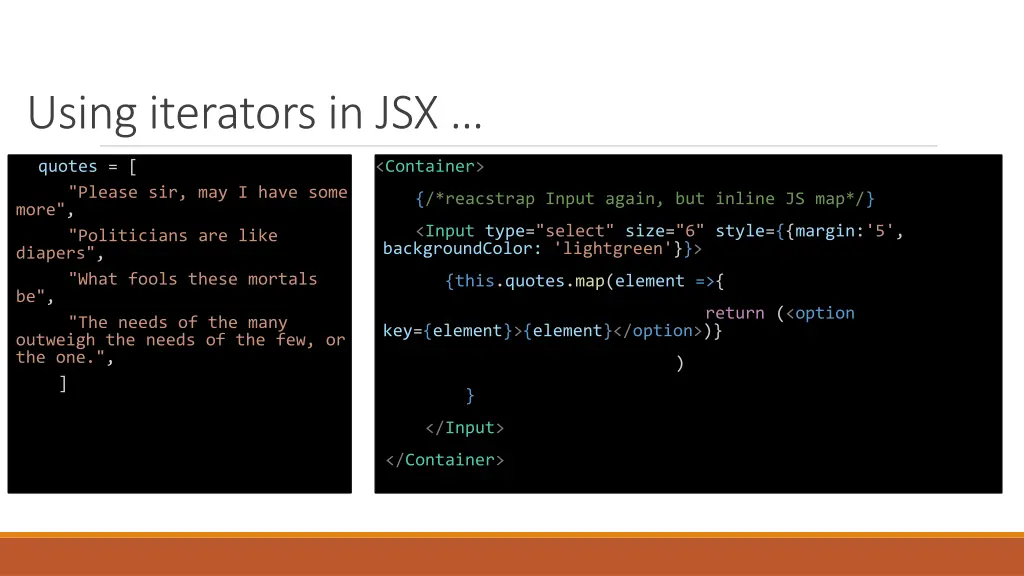 using iterators in jsx