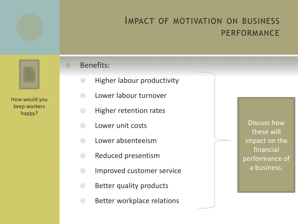 i mpact of motivation on business